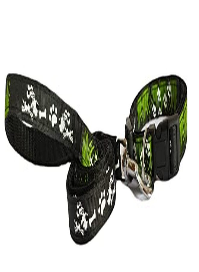 Pups&Pets طقم طوق ومقود مطبوع عليه شعار Pups&Pets للحيوانات الأليفة مقاس 15 مم - طوق نايلون قابل للتعديل مع جرس للكلاب الصغيرة والمتوسطة، طقم طوق ومقود للجراء والكلاب والقطط (أسود) - Image 1